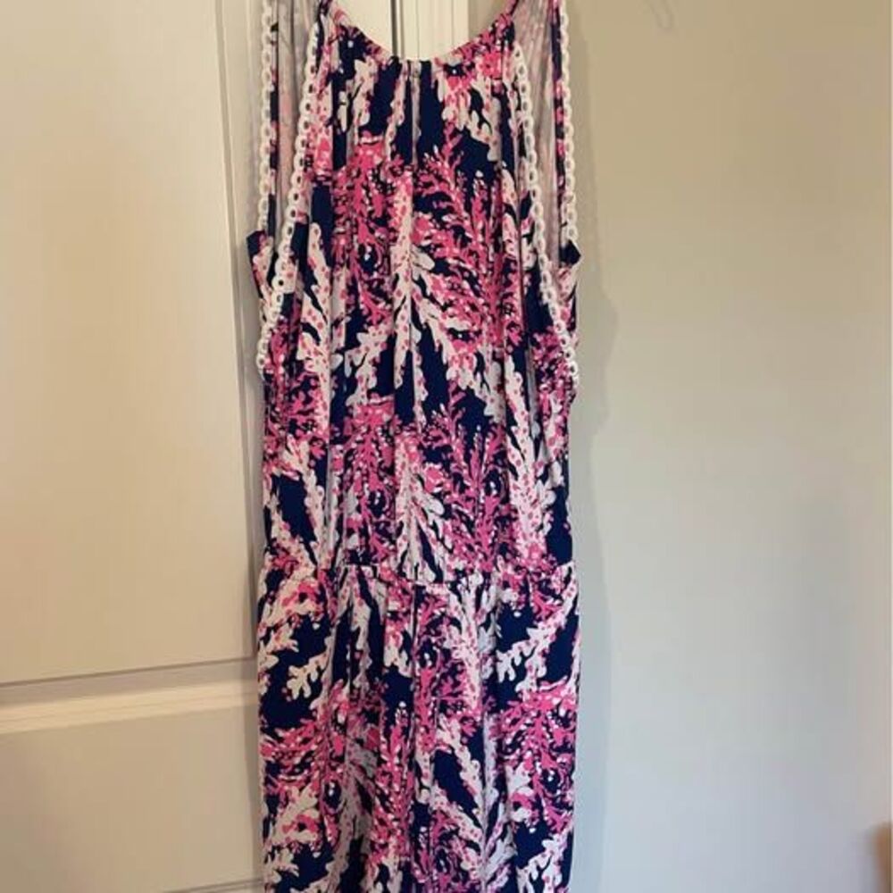 Lilly Pulitzer Gianni Skort Romper M Nauti Navy Beyond the Sea Pink Coral